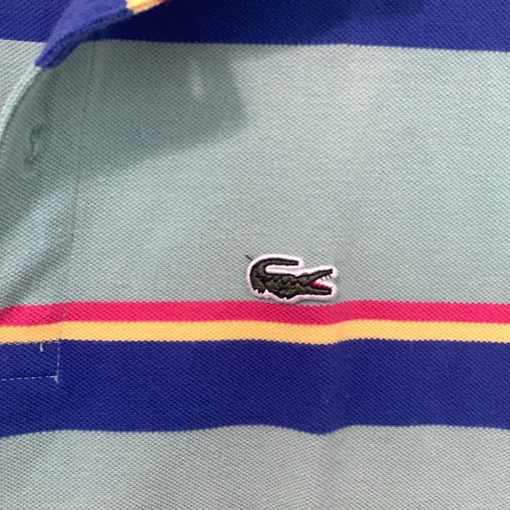 Y2K Lacoste Green Striped Shirt Sleeve Polo Shirt - Picture 4 of 8
